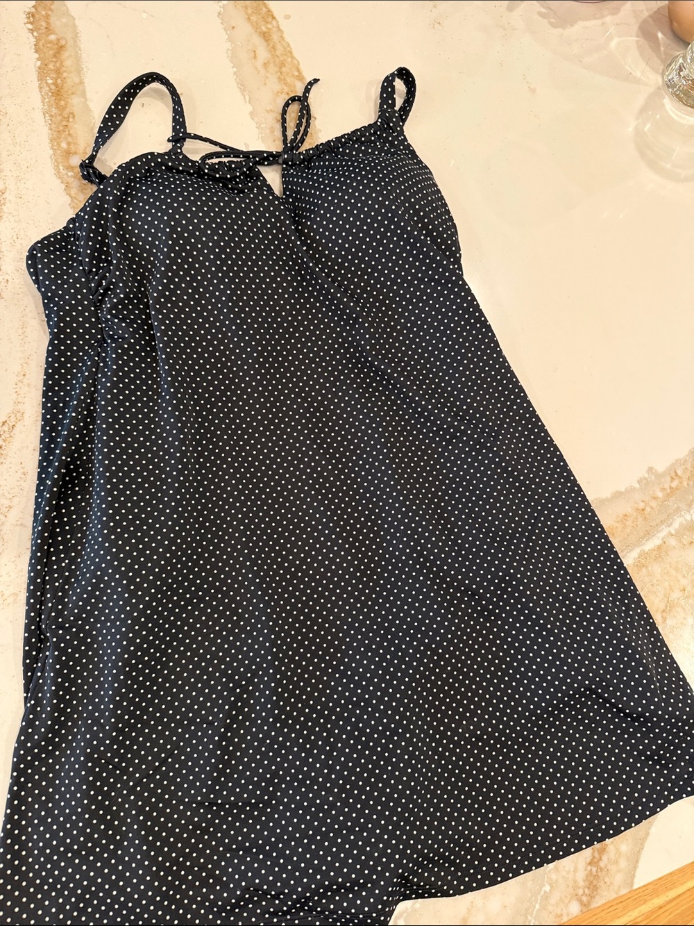 Black Polka Dot One-Piece mastectomy Swim Dress